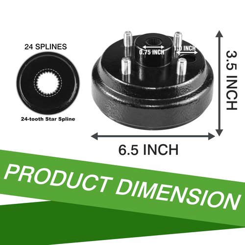 Orle Oko Golf Cart Brake Drum (24 Spline) - Compatible with EZGO TXT 1982-Up Electric & 1982-1993 2-Cycle Gas Models, Replaces OEM# 19186G1P, Durable Replacement Part