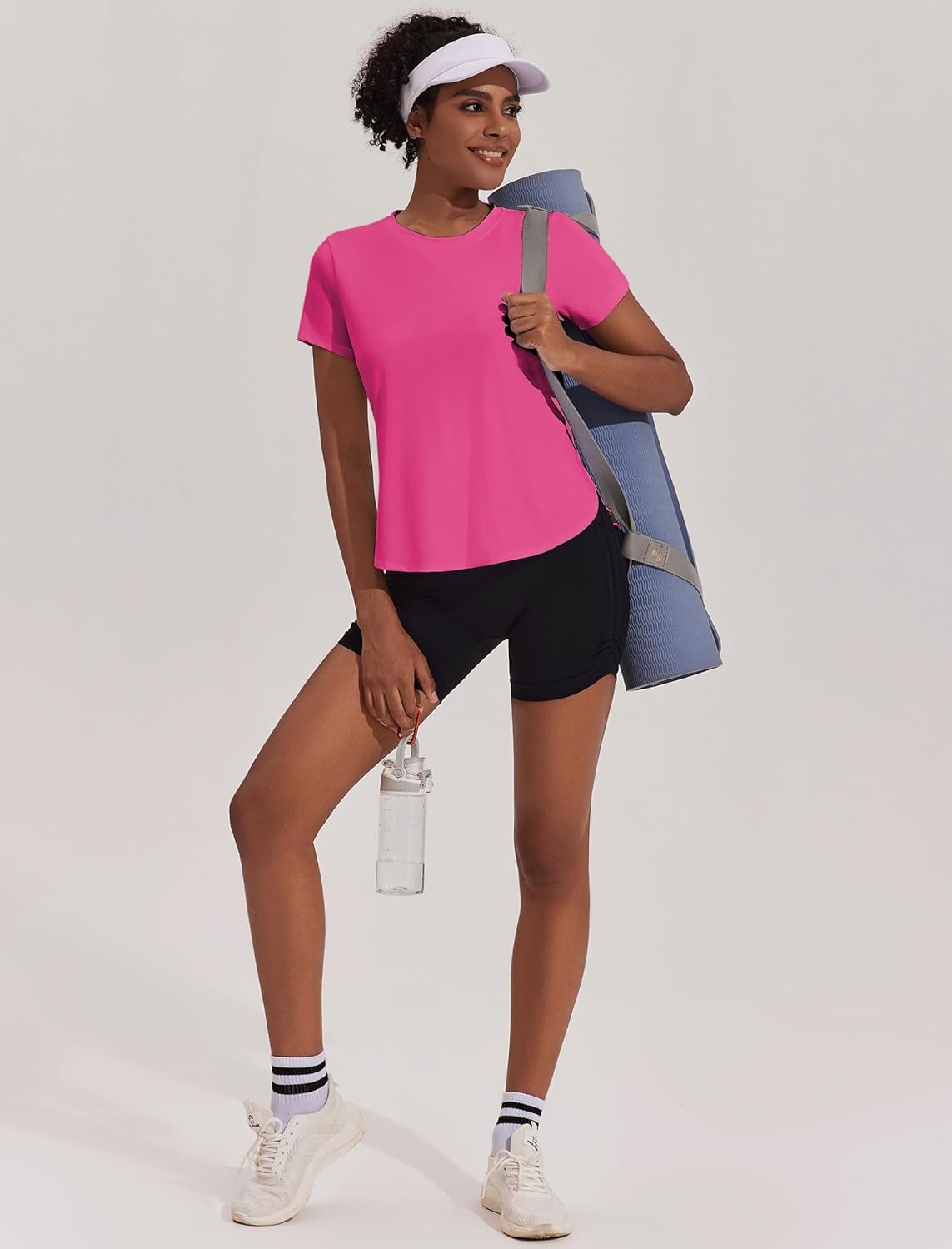 PINSPARK Workout Tops for Women - UPF 50+ Short Sleeve Yoga Shirts with Side Slits | Loose Fit Gym Tee