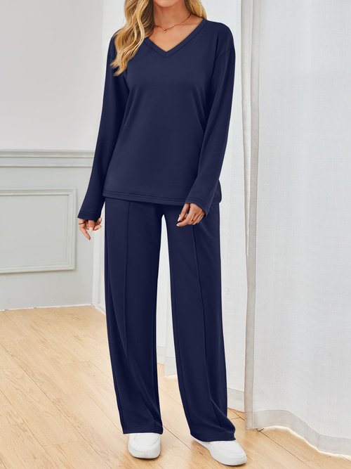 AUTOMET Sweatsuits Women 2 Piece Outfit Fashion Travel Lounge Sets With Wide Leg Pants Airport Track Suits Fall Clothes 2026 Navy M