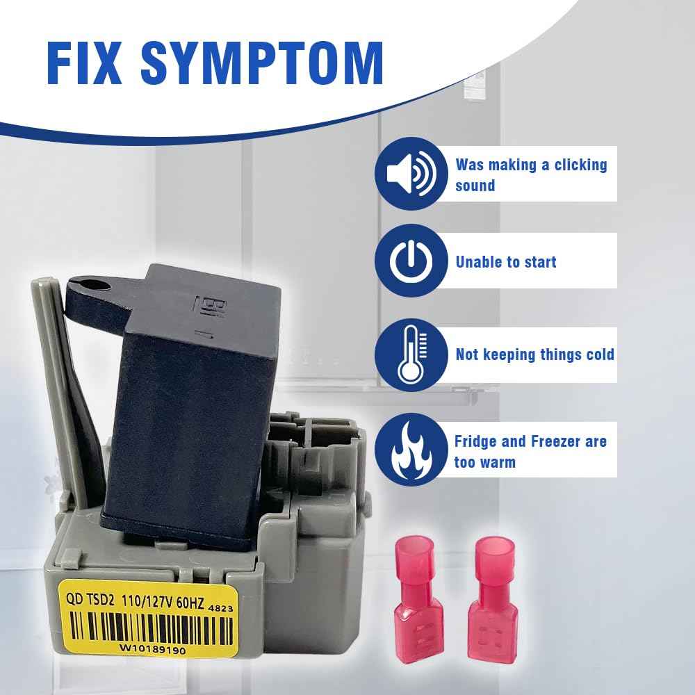 FUZIDDN Refrigerator Start Relay Kit | Universal Replacement for Whirlpool W10448874, W10197428, W10662129 | Replacement for W10350564, 241527803, 241941005 | Corrosion-Resistant & 5-Year Warranty