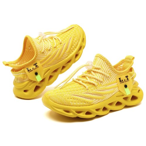 GDEBYZ Boys Girls Shoes Slip on Kids Sneakers Running Walking Tennis Casual Lightweight Comfortable Non-Slip Breathable Gym Fashion Shoes for Little Kid/Big Kid Yellow Size 1.5