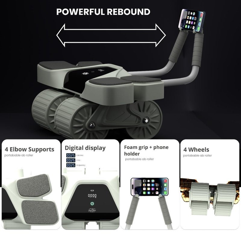 Royal Blaze Ab Roller and Resistance Booty Bands Set High-Performance Abdominal Exercise Machine with Automatic Rebound, Multi-layered Anti-Slip Design & Versatile Exercise Bands with 3 Strength Level