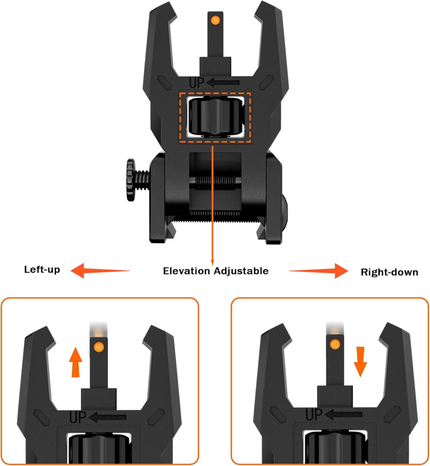 Skiennix Fiber Optic Sights - Tool-Free Adjustable Flip-Up Front & Rear Sights with Red/Green Dots