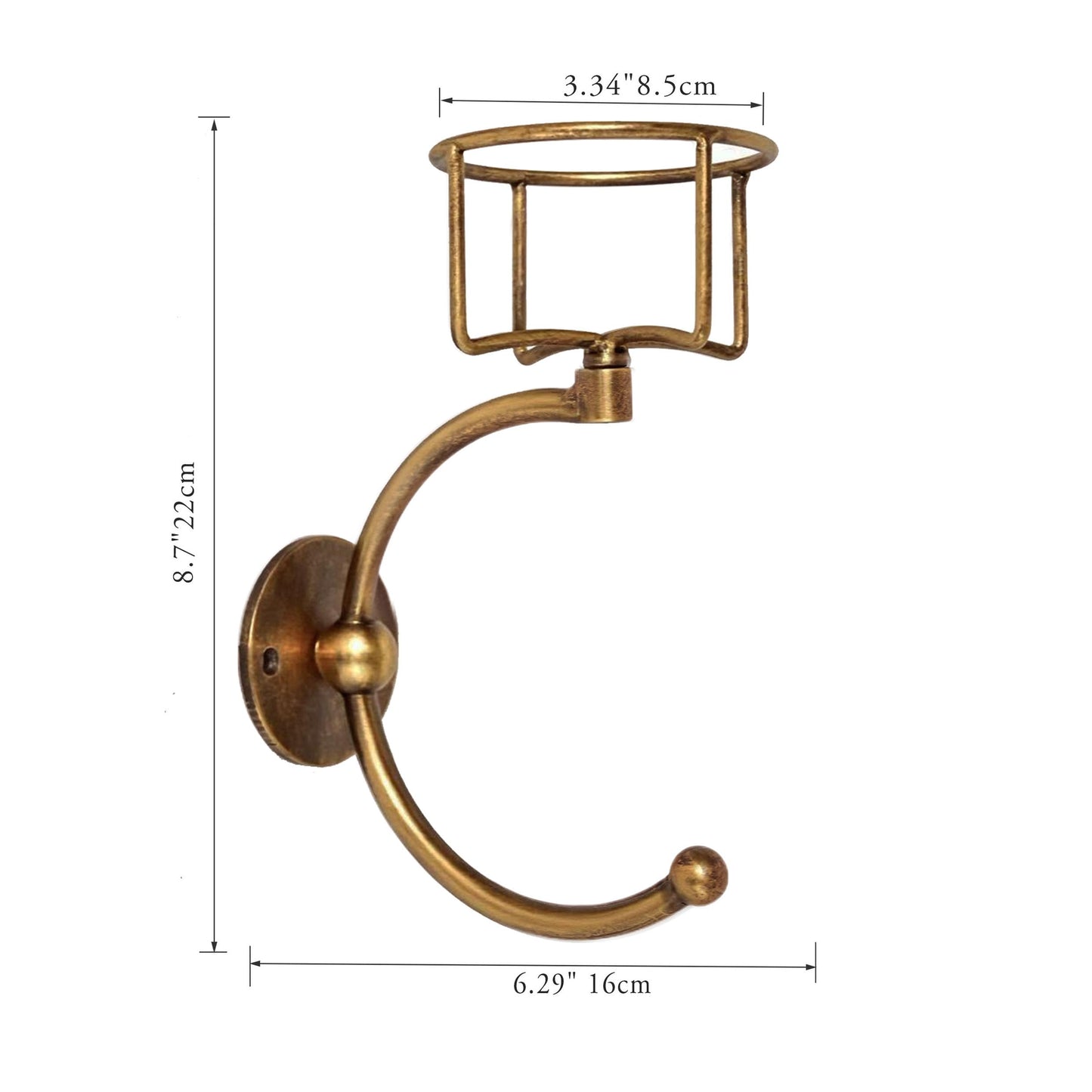 Remenna C-Shaped Towel Ring with Top Storage Basket – Unique Space-Saving Wall Mount Holder for Towels, Candles, Plants & Toiletries, Decorative Metal Accent for Bathroom or Kitchen