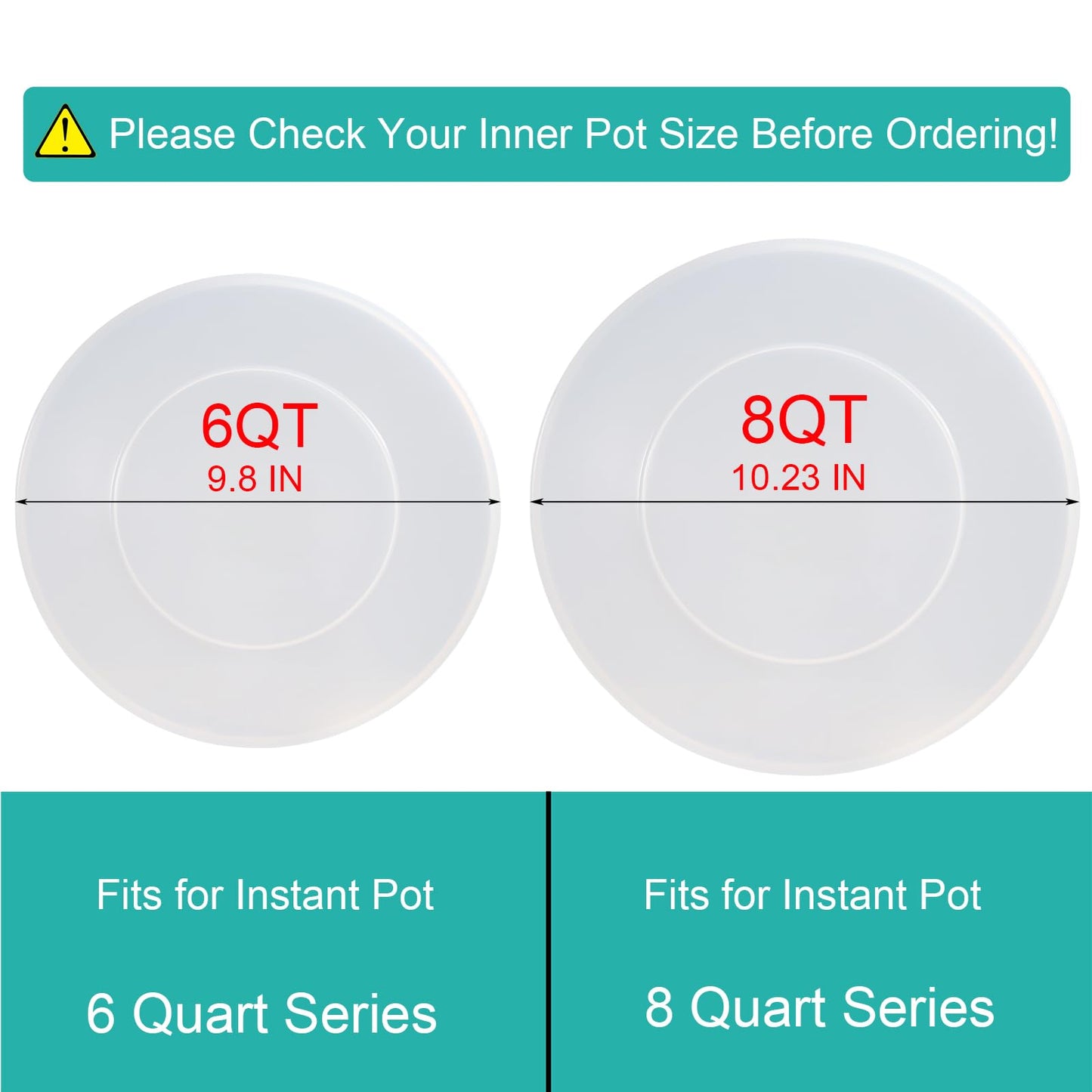 Silicone Lid for Instant Pot 8QT (10.23IN), Premium Silicone Cover Accessories Fits Instant Pot 8 Quart, Reusable Lid Replacement for Instantpot Inner Pot, Bowl and Microwave Cover for Food