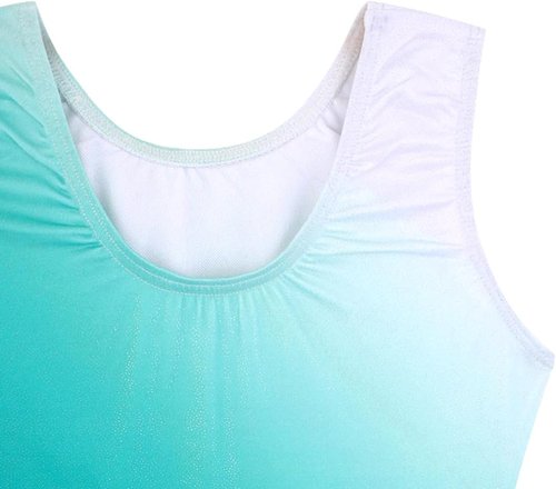 HOZIY Gymnastics Leotards for Girls - Snowflake Ribbon Design in Blue, Purple & Hot Pink Sparkle