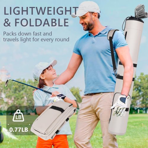 AKOZLIN Lightweight Golf Sunday Bag Golf Travel Carry Bag 3-6 Clubs Foldable Small Golf Bag with Shoulder Strap Grey