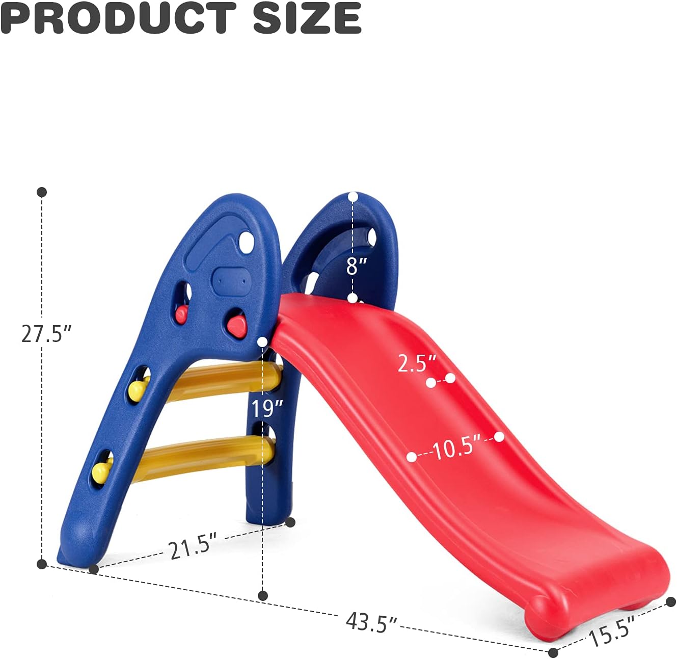 Baby Joy Folding Slide - Indoor Plastic Play Slide for Kids with Ellipse Rail Design