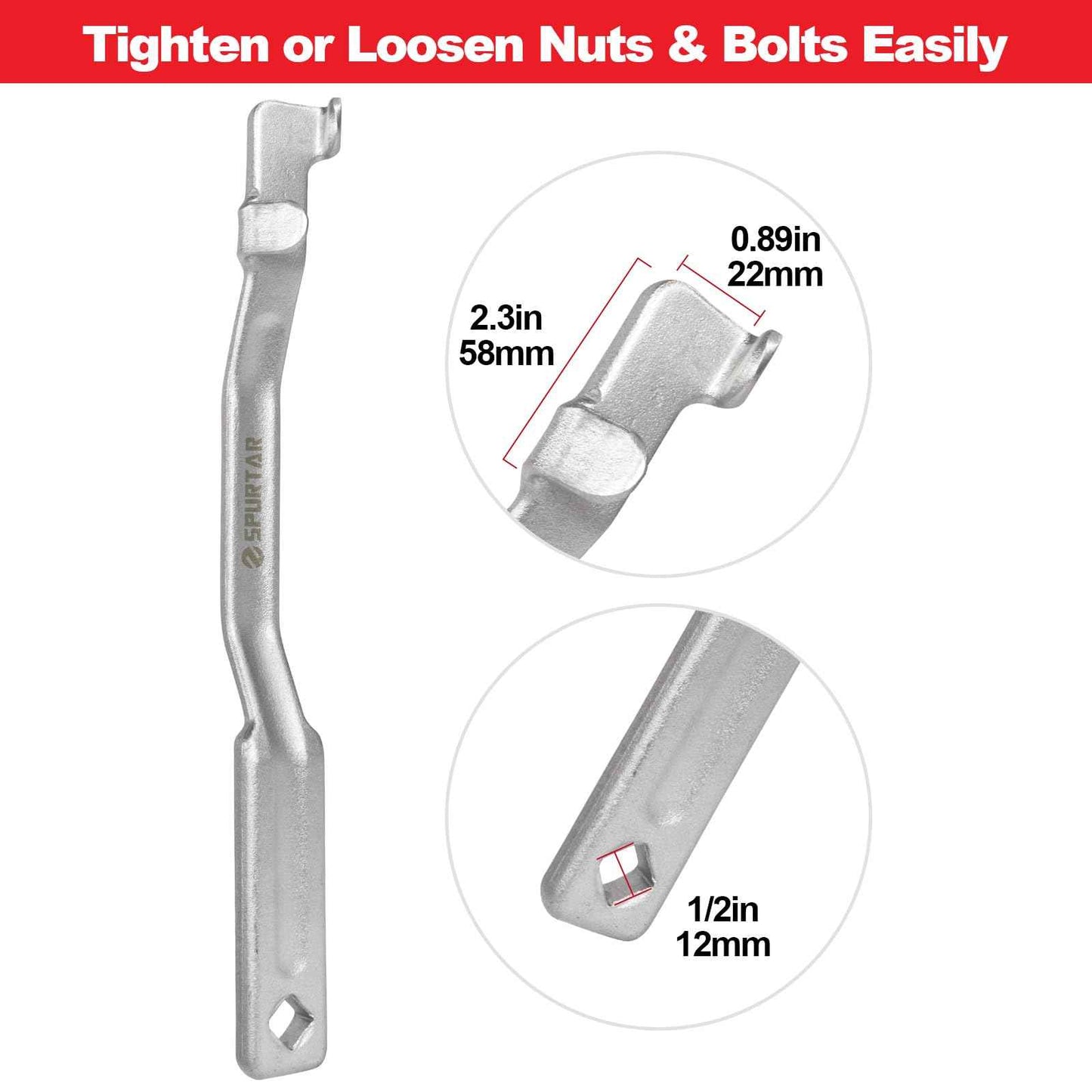 Spurtar Wrench Extender Tool with Extention Bar, Wrench Extender Adapter for 1/2" Drive or 21mm Hex Drive & 13.5” Extention Cheater Bar for Extra Leverage