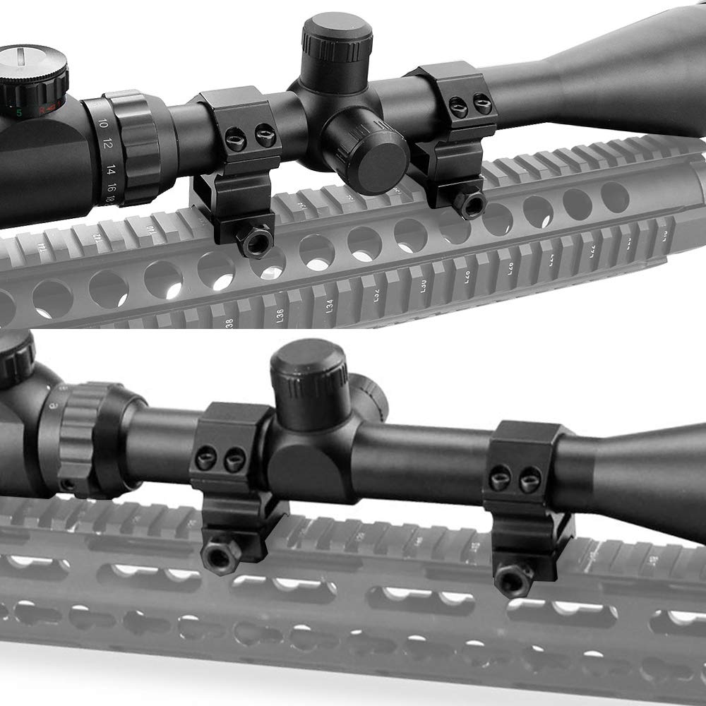 Modkin 1 Inch Scope Rings Set of 4, 2 Pieces High Profile Scope Mounts and 2 Pieces Medium Profile Scope Rings for Picatinny Rail