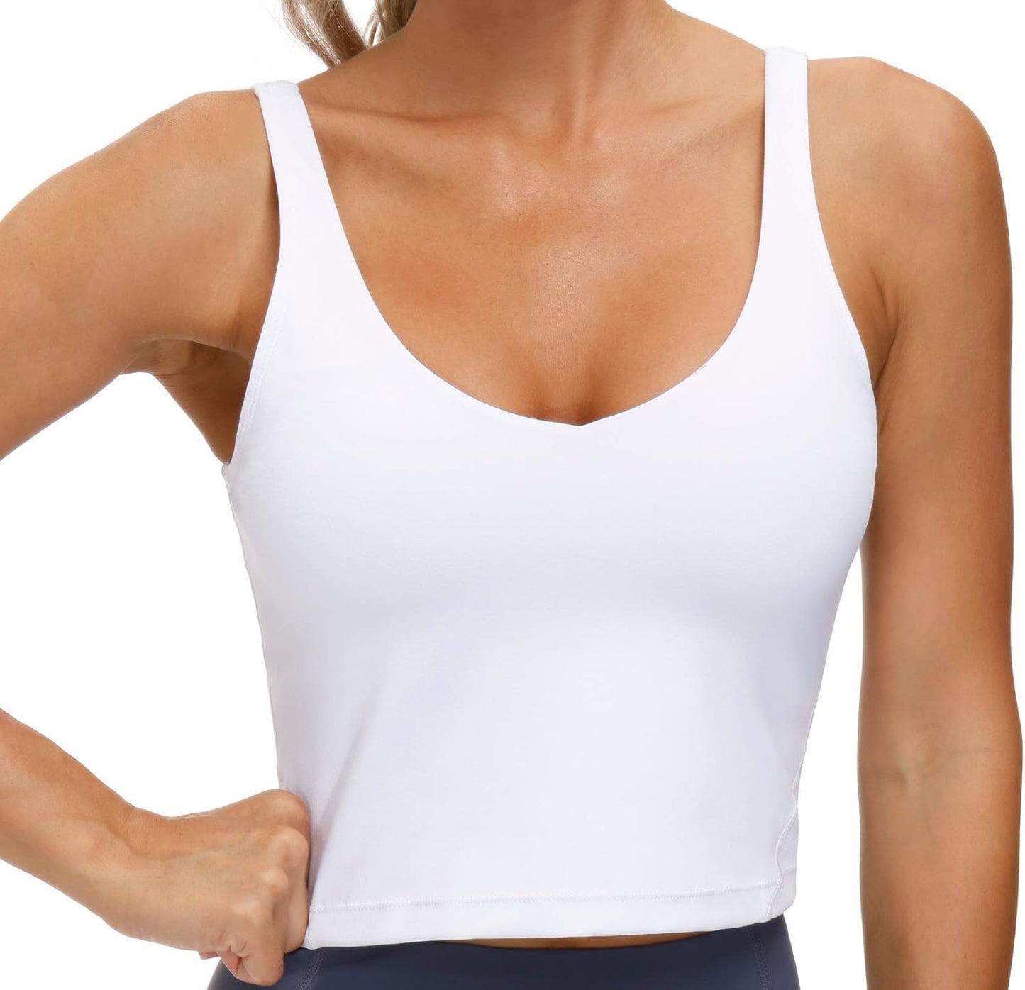 The Gym People Women's Longline Sports Bra - Wirefree Padded with Medium Support