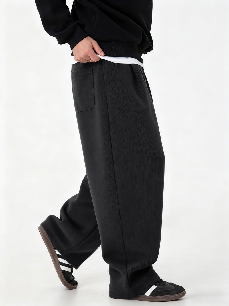 Mens Baggy Sweatpants Wide Leg Casual Elastic Waist Drawstring Athletic Loose Jogger Fall Sweat Pants Dark Grey