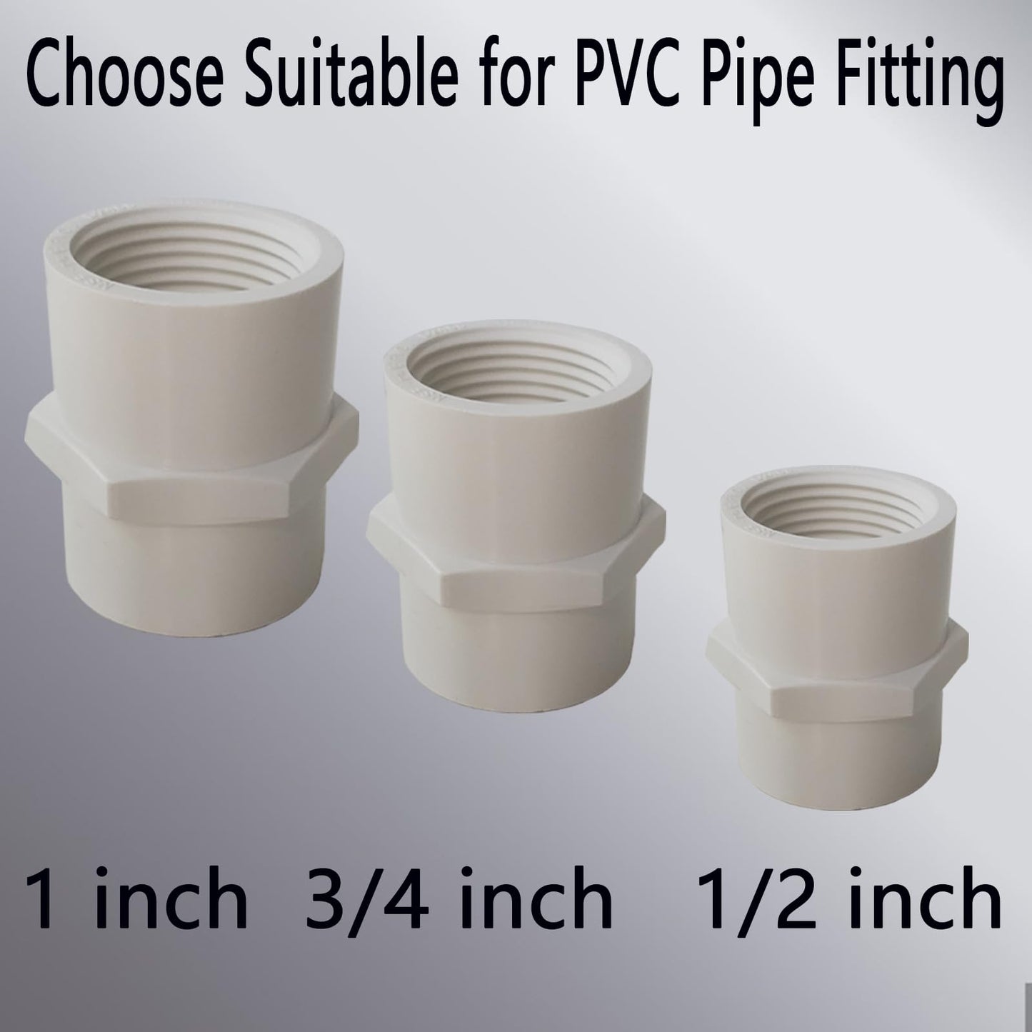 HFVSLFA 10Pcs 3/4 inch PVC Pipe Coupling, NPT Female Thread, Sch40 PVC Slip Socket Connector, Ideal for Plumbing, Irrigation & DIY Projects