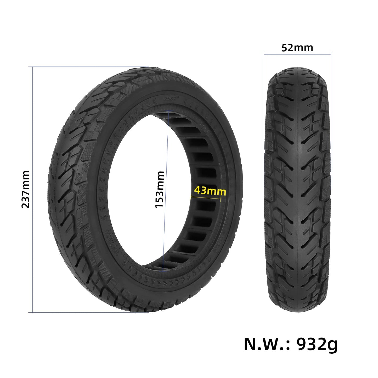 LHROPA 10 x 2.125 Honeycomb Tire, Air pocket tyre for Segway Ninebot F Series (F20 F25 F30 F40) D28U Electric Kick Scooter Wheel Parts