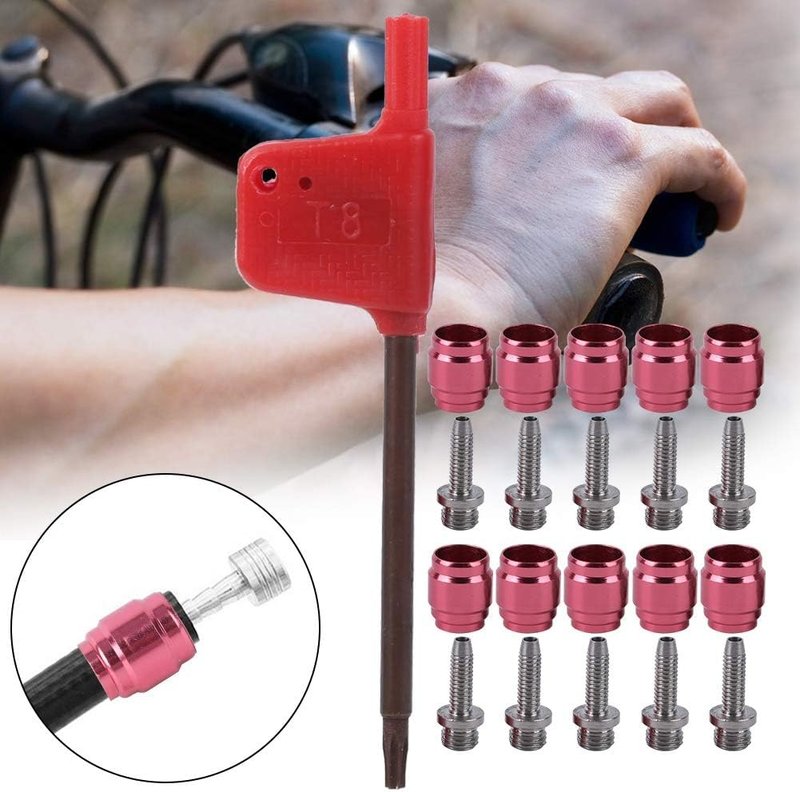 WQAPVHBG Bicycle Olive Connecting Insert, 10Pcs Bike Olive Head Set, Oil Brake Olive Head Oil Needle and 1Pcs Installing Tool Replacement for Sram Stealthamajig Bike Brake Qil Tube