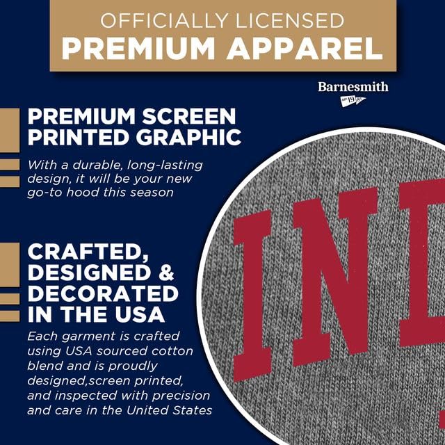 Barnesmith Unisex Hooded Sweatshirt Large Indiana University Charcoal Grey - Cotton/Poly Blend