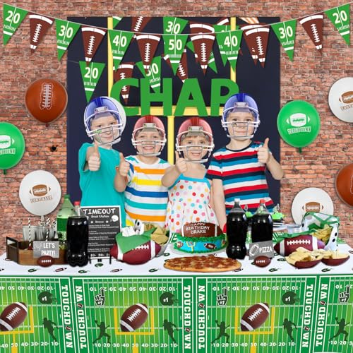 Football Table Covers - 4 Pack, 51x86 Inch Tablecloths for Parties