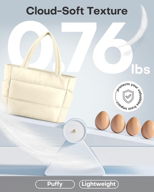 HOTOR Puffer Tote Bag - Multi-Pocket Lightweight Handbag for Women, Nurses | Ideal for Work, Travel & Gym