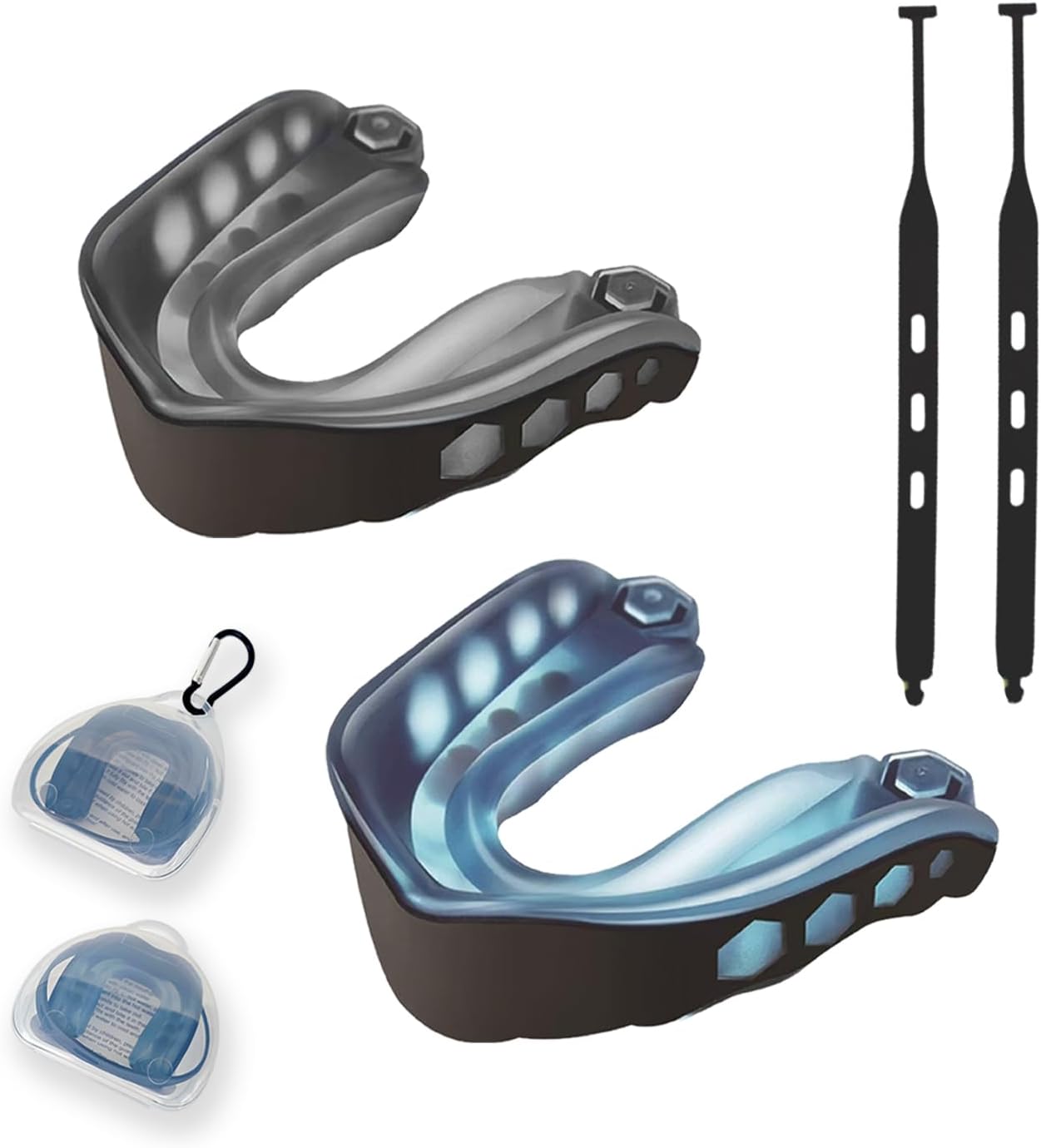 Skiennix Youth Football Mouth Guard - 2 Pack with Strap & Case for Sports | Ideal for Football, Boxing, MMA