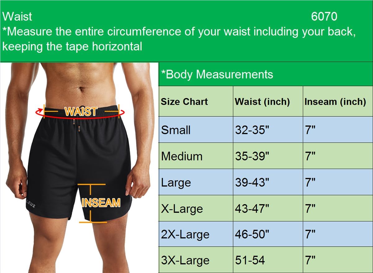 NELEUS Men's 2-in-1 Running Shorts - Dry Fit Workout Shorts with Pockets for Comfort & Performance