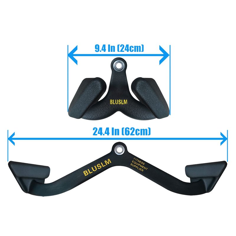 BLUSLM LAT Pull Down Bar for Cable Machine, LAT Pulldown Attachments T-bar V-bar Cable Attachment for Gym, Back Tricep Strength Training Handle (2 Pieces)
