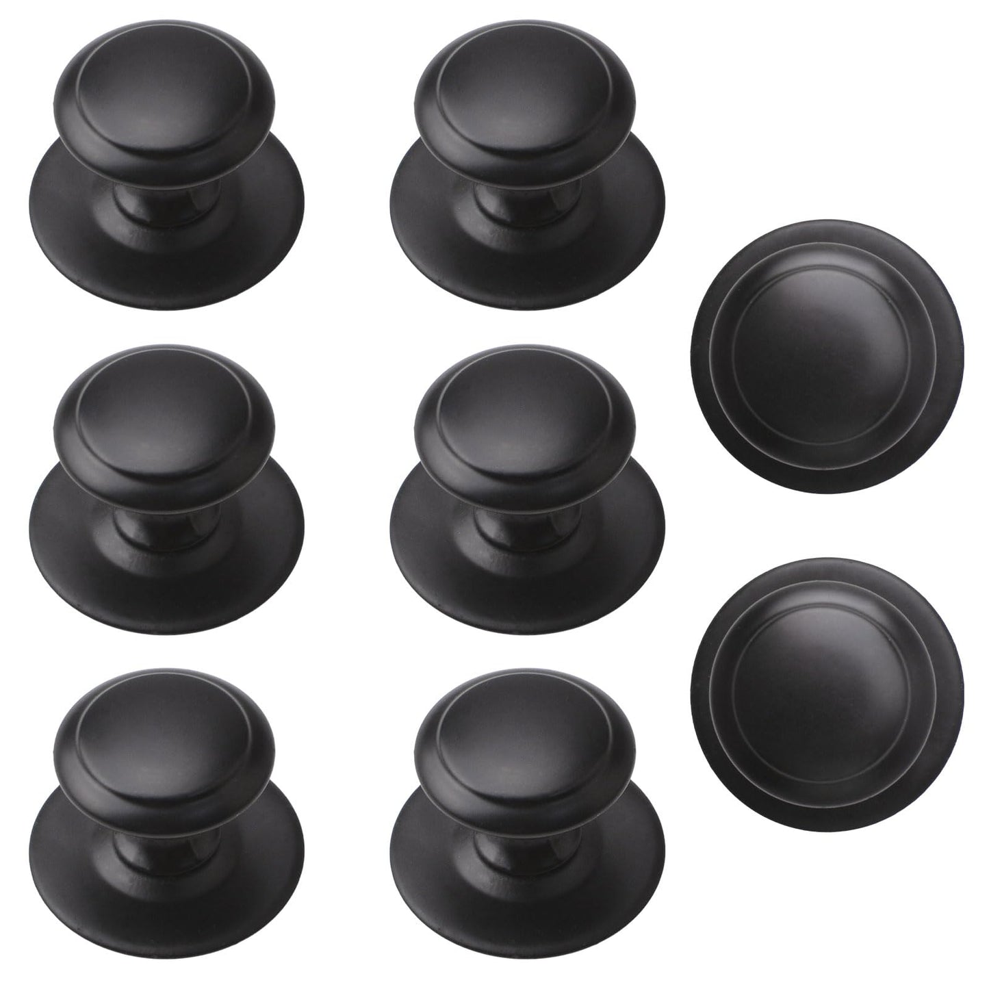 MOROBOR Stainless Steel Drawer Knobs, 8pcs Self-Stick Instant Cabinet Handle Pulls, 1.18Inch Adhesive Sliding Door Stick On Handle with Mounting Screws for Glass Cabinet Cupboard Drawer (Matte Black)