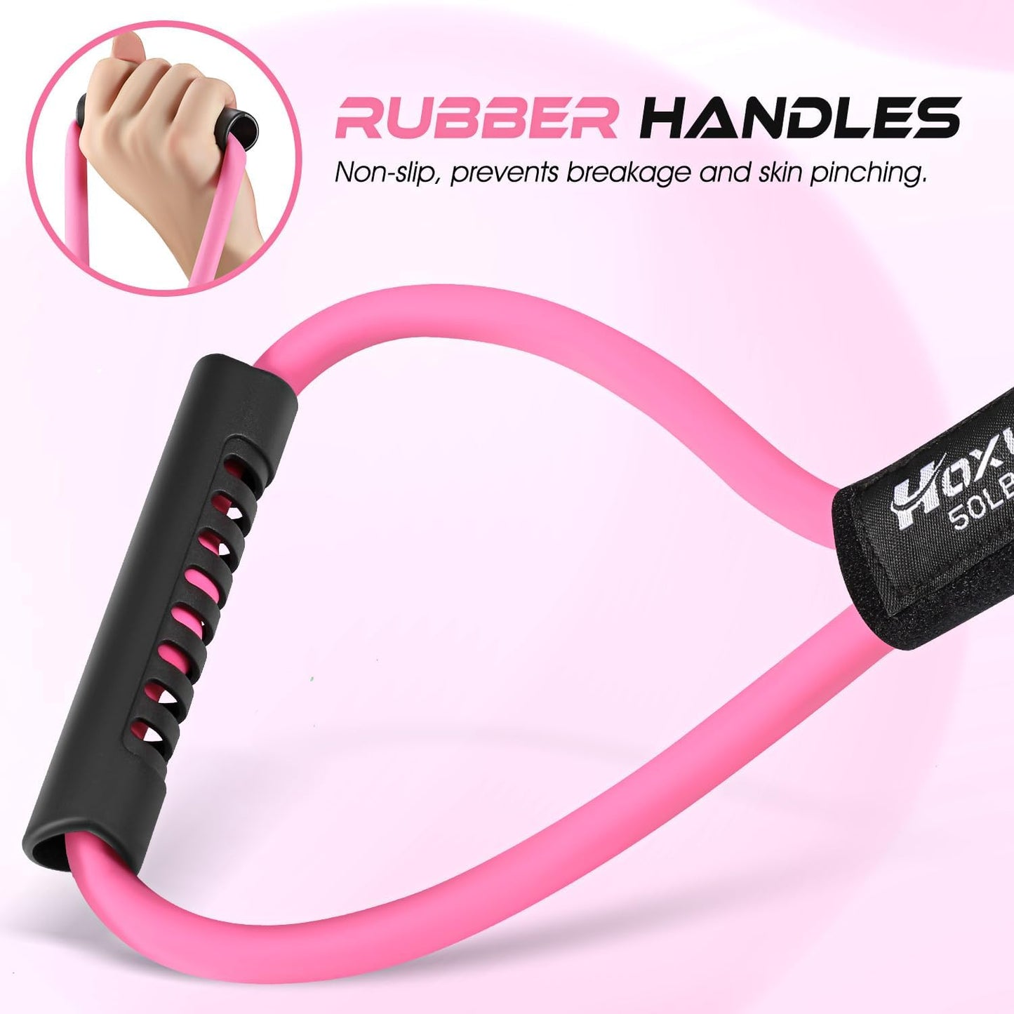 Skiennix Resistance Bands - Figure 8 Exercise Bands with Handles for Arms, Back & Legs | Home Workout Equipment