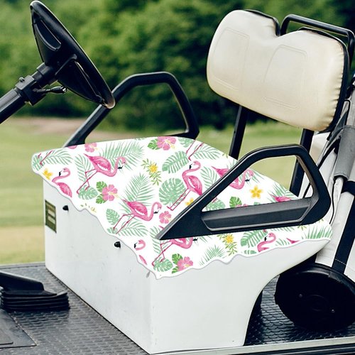 ORIGACH Flamingo & Leaves Golf Cart Seat Covers, Comfortable Cooling Golf Cart Blanket Towel, 100% Microfiber, Fits EZGO, Club Car, and More 2-Seat Golf Carts, 51x31inch
