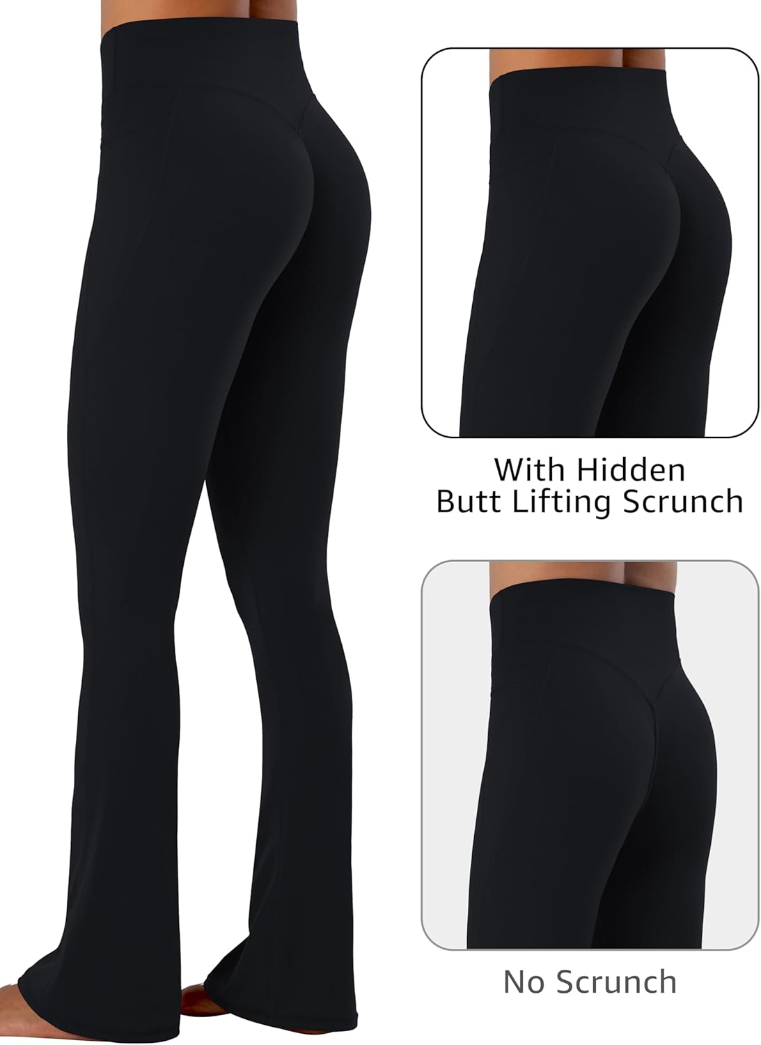 Sunzel Hidden Butt Lifting Leggings - Tummy Control Flare Yoga Pants with Pockets for Women