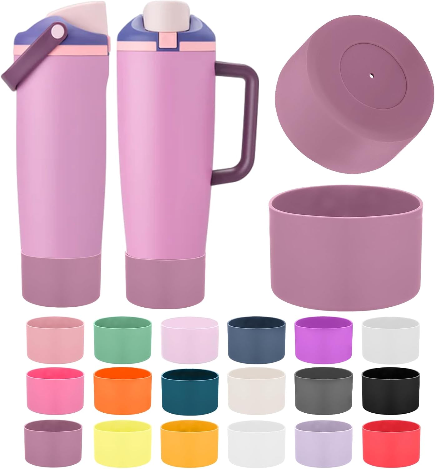 Mity Rain Silicone Protective Boots for Owala 30oz & 40oz FreeSip Sway Bottles - Prevent Scratches & Enhance Stability (Aubergine)