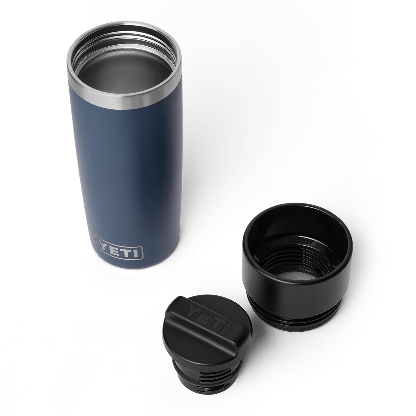 YETI Rambler 16 oz Travel Bottle, Stainless Steel, Vacuum Insulated with Leakproof Commuter Cap, Navy