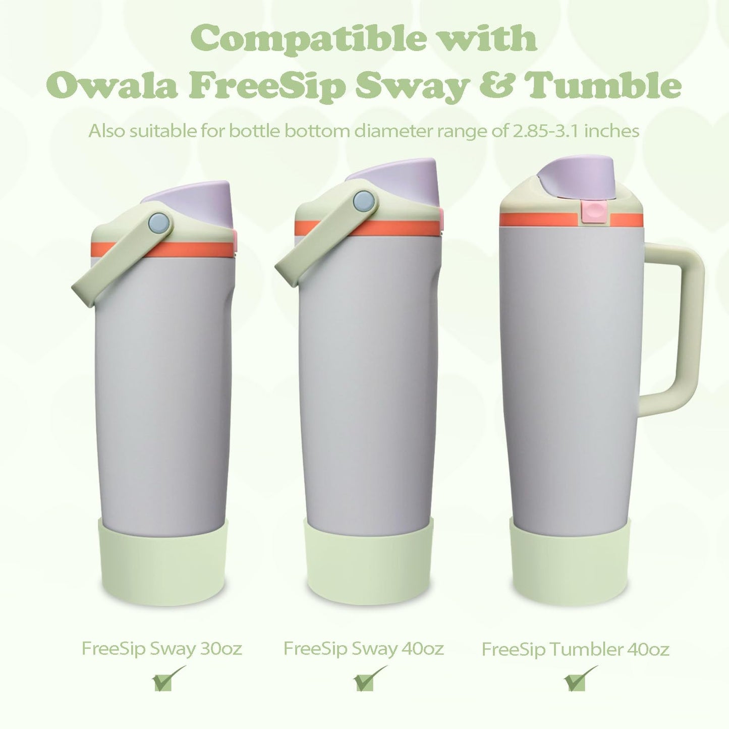 Kaitiaki 2PCS Silicone Boots for Owala 30oz & 40oz FreeSip Sway Bottles & Tumblers – Non-Slip, Scratch-Resistant, Stability Enhancer for Owala Accessories (Beach House Green)