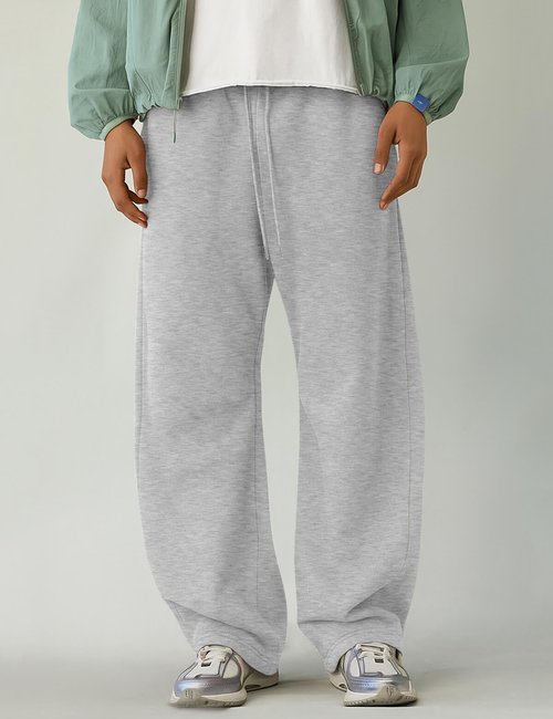 HeSaYep Men's Baggy Sweatpants Barrel Open Bottom Workout Fleece Sweat Pants Loose Casual Active Joggers Pants with Pockets Grey L