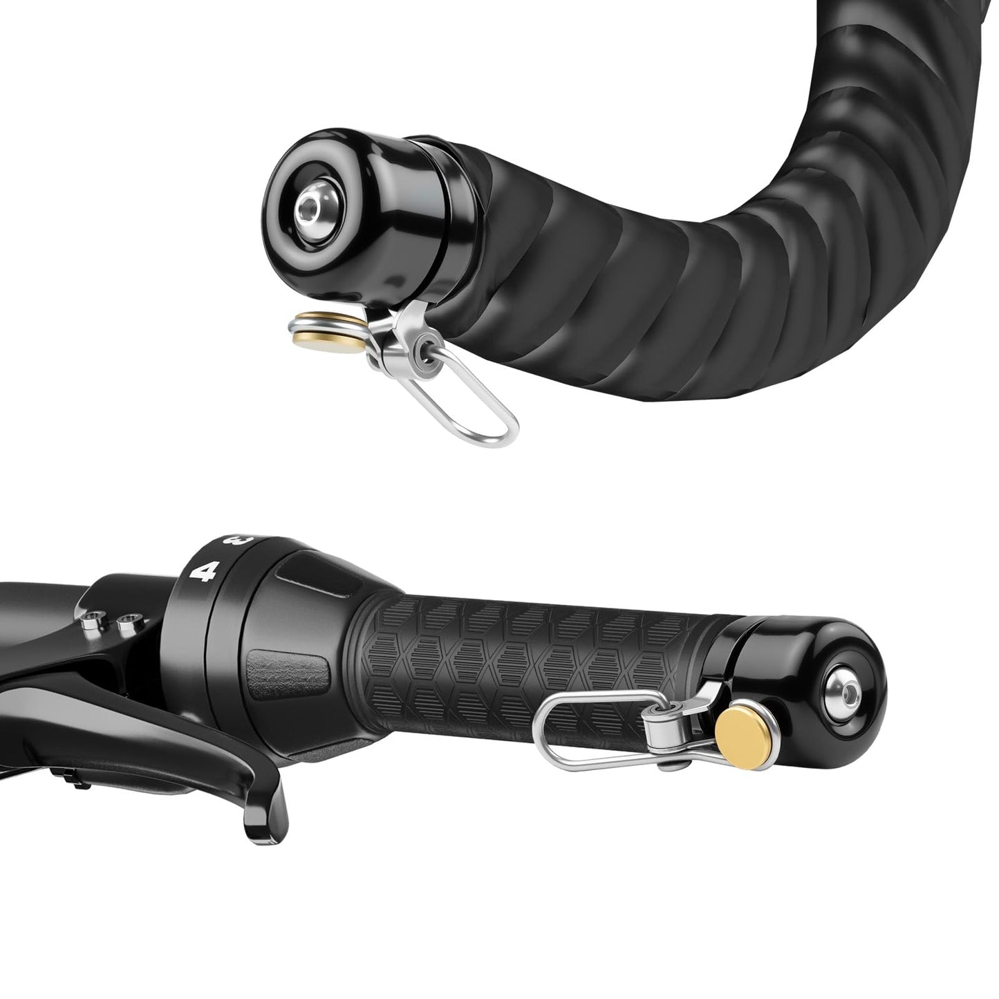 Bar End Bike Bell - 80dB Loud Aluminum Handlebar End Plug Bell for Road & Mountain Bikes, Fits 18-25mm Bars, Lightweight (1.85 oz), Waterproof Bicycle Bell - Black