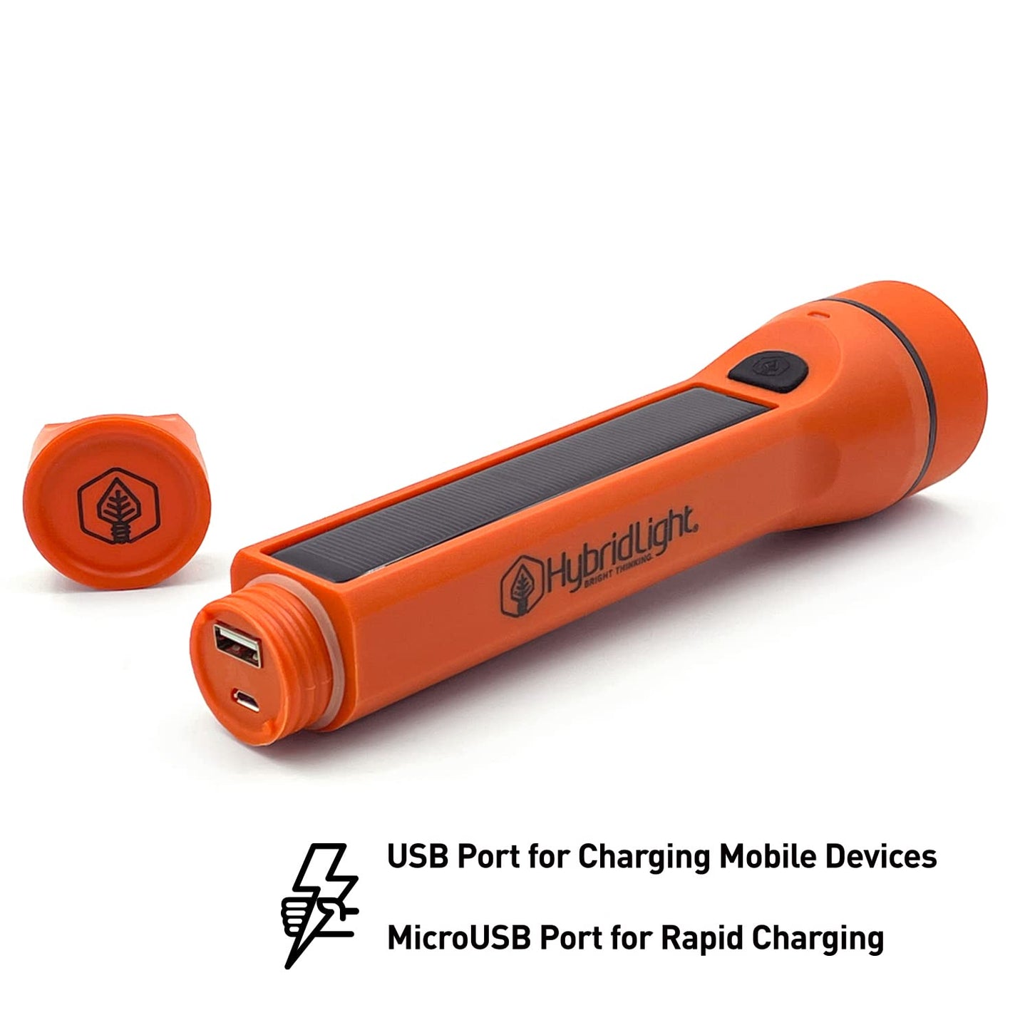 HYBRIDLIGHT Journey 1000 Solar LED Waterproof Flashlight with Micro USB Port, Orange