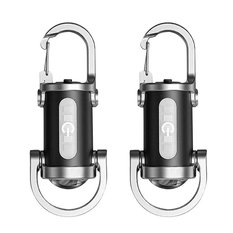 Skywolfeye 2 Pack Rechargeable Keychain Flashlights, EDC Mini Keychain Flashlight 6 Light Modes Waterproof, Compact Pocket COB Light for Night Working, Running, Walking, Camping, Fishing, Hiking