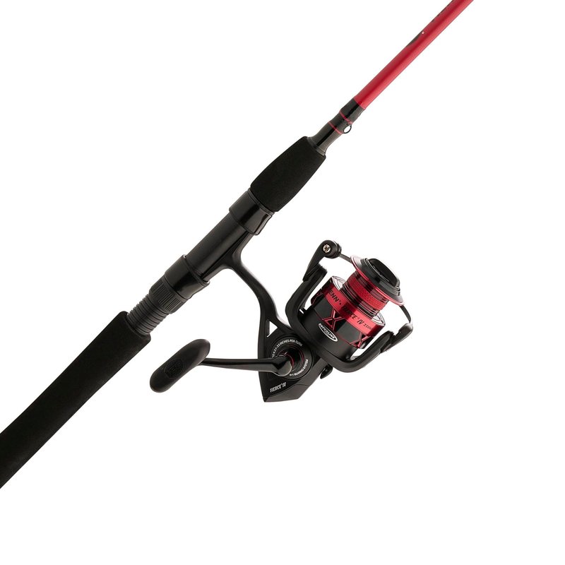 PENN Fierce IV Spinning Reel and Fishing Rod Combo, Black/Red