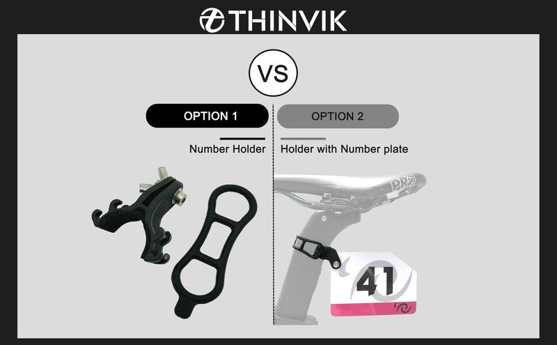 Thinvik Bike Race Number Plate Holder Cycling Number Mount - Quick Release with Rubber Bands（Include Number Plate）