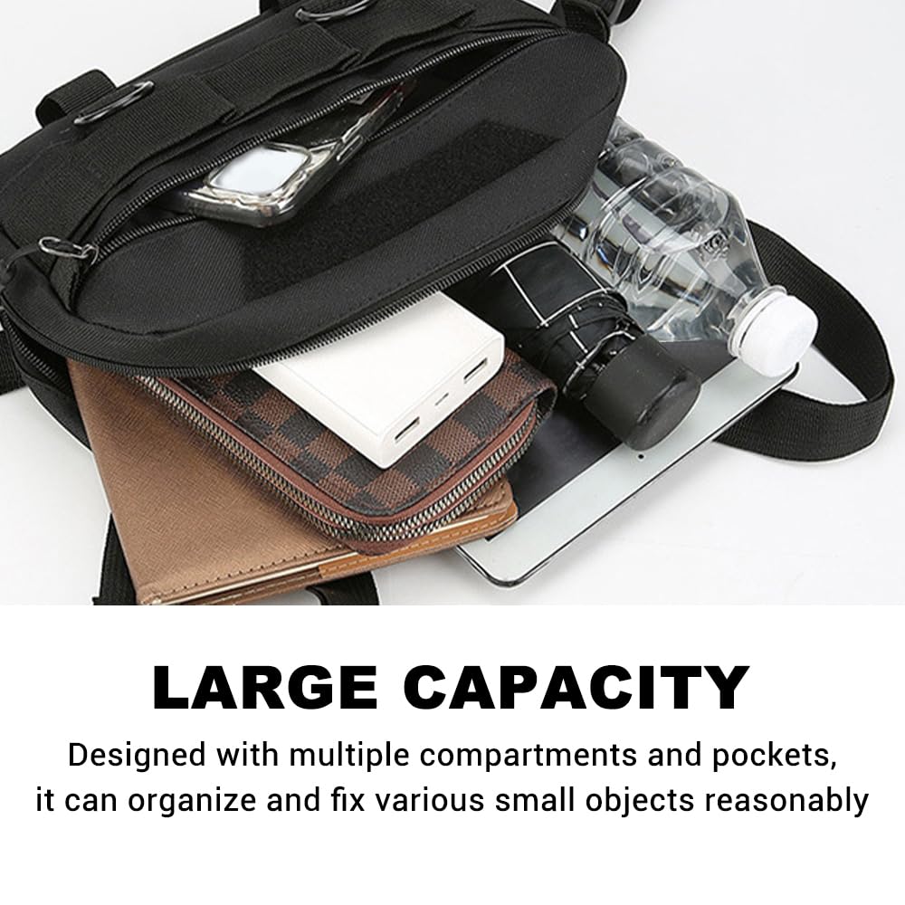 Tactical Sports Chest Bag, Adjustable Running Chest Pack with Breathable Mesh Lightweight Shoulder Rig Pouch or Workouts, Hiking, Cycling