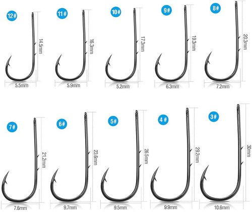 DONQL Fishing Hooks - 600Pcs Barbed Carp Single Hook Kit for Freshwater & Saltwater | Carbon Steel