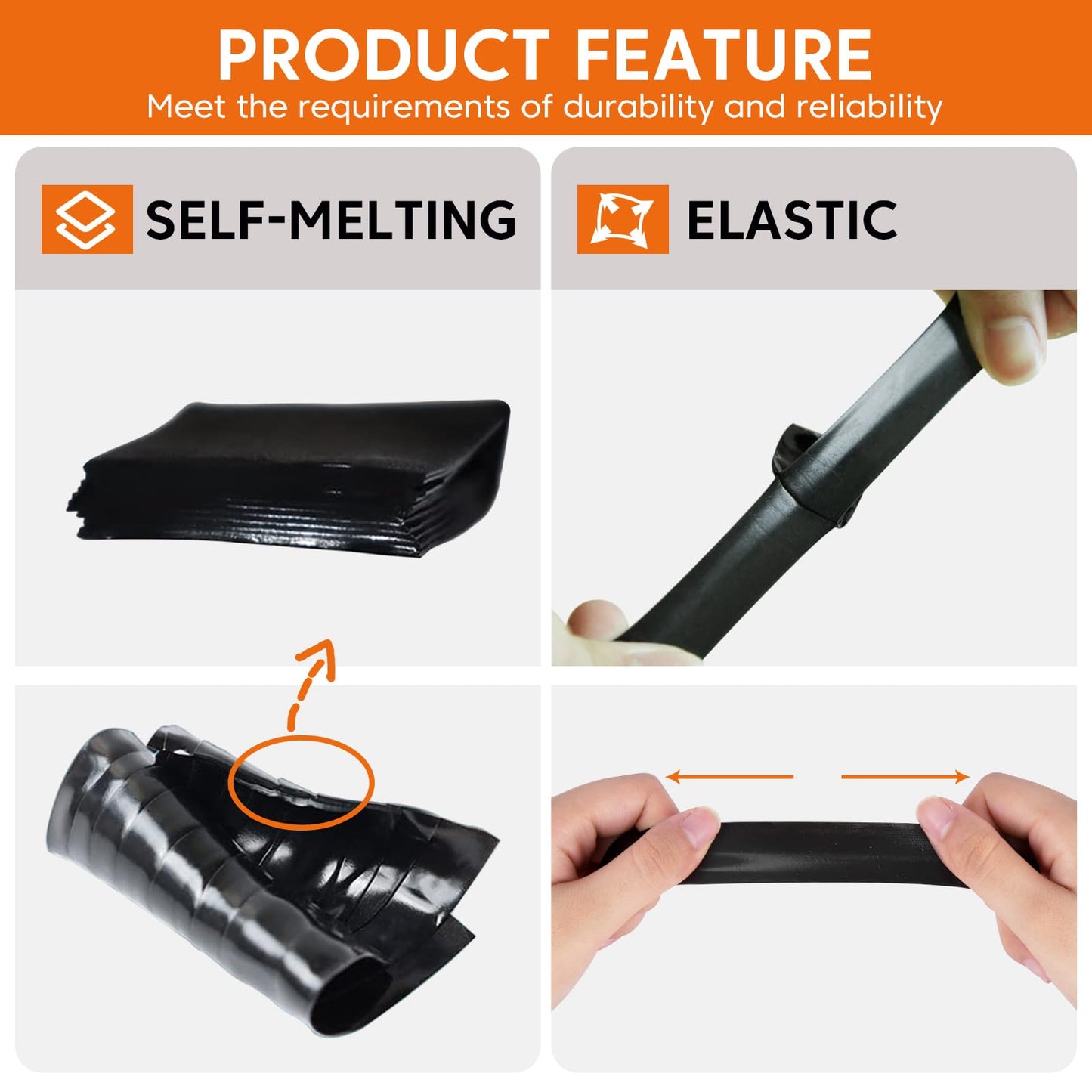 Golesh 2 Rolls Self Fusing Silicone Tape - 1in(W) X 10ft(L) Waterproof Tape, Water Leak Seal Tape, Rescue Tape, Plumbing Hose Repair Tape, Rubber Tape for Cable Winding Insulating, Black