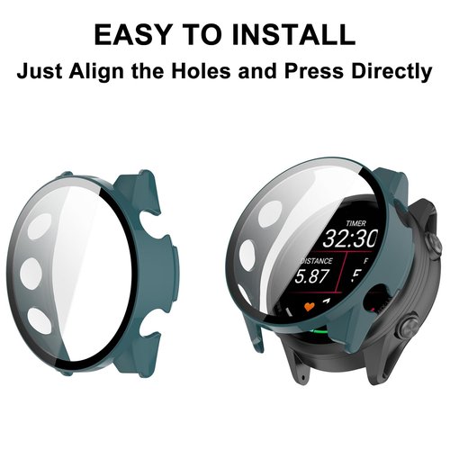 HXFRTYU 8 Pack Case for Garmin Forerunner 970 Smartwatch Screen Protector, Hard PC Bumper Overall Protective Tempered Glass Cover Accessories for Women Men