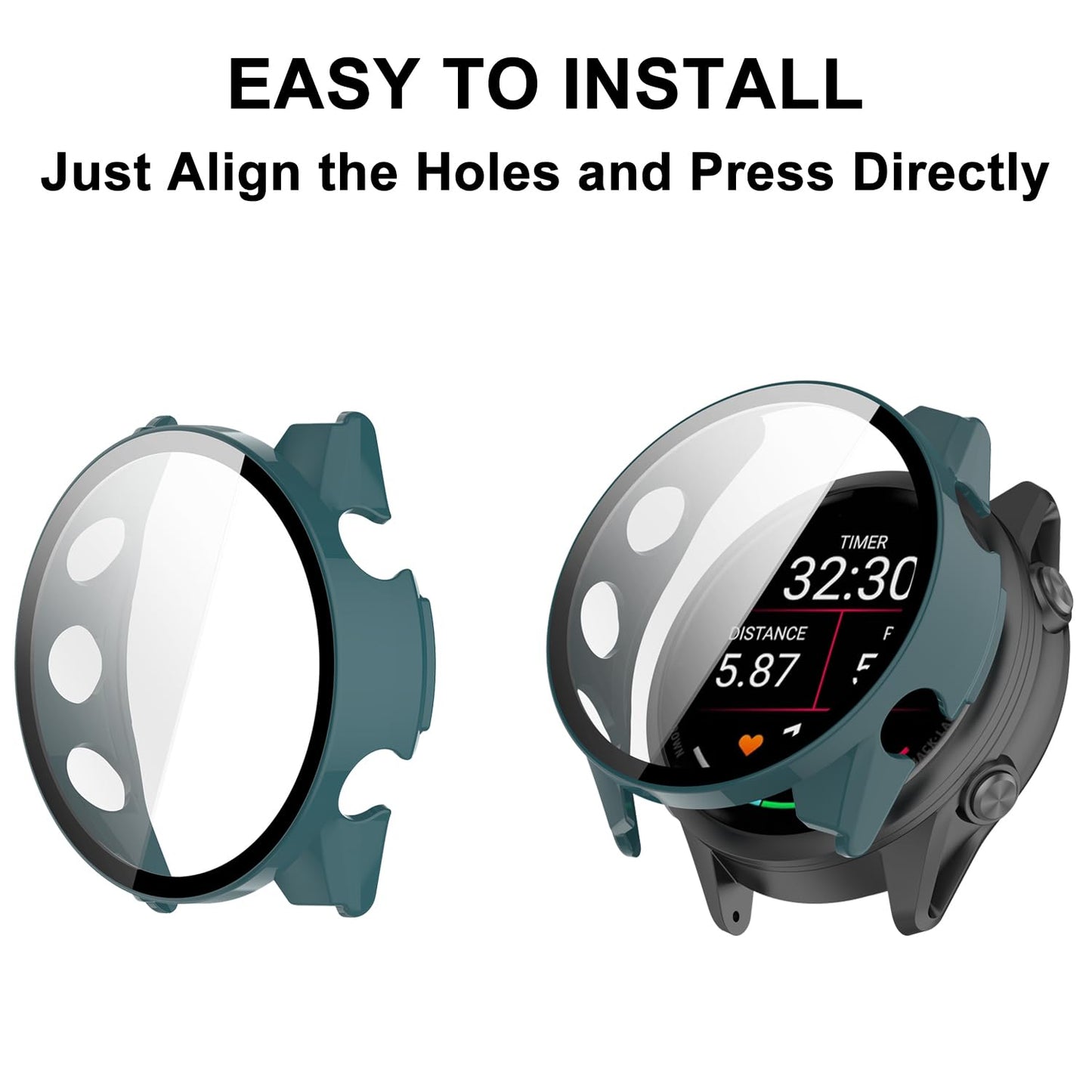 HXFRTYU 8 Pack Case for Garmin Forerunner 570 47mm Smartwatch Screen Protector, Hard PC Bumper Overall Protective Tempered Glass Cover Accessories for Women Men