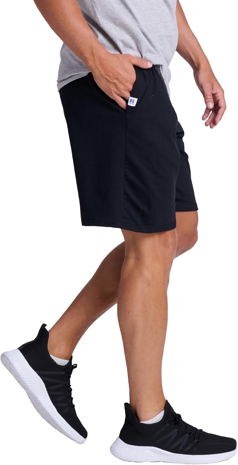 Russell Athletic Men's 9" Cotton Shorts - Relaxed Fit with Pockets & Adjustable Waist | Sizes S-4X