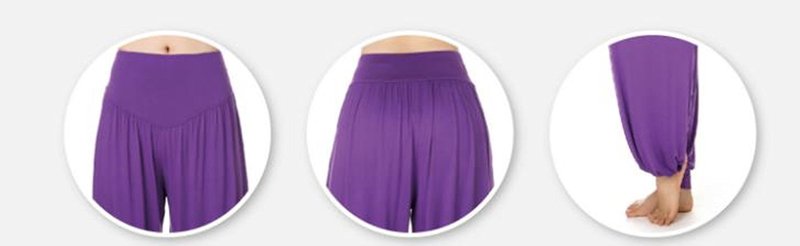 Super Soft Woman Modal Harem Pants Elastic Yoga Pants Dance Pants Sport Pants (Size M, Purple)