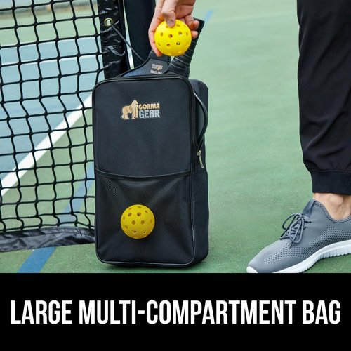Gorilla Gear USAPA Approved Pickleball Paddles Set of 2, Indoor Fiberglass Shock Absorbent Racket with Comfortable Grip, Outdoor Pickle Ball Court Equipment, Sports Accessories Includes Bag, Black