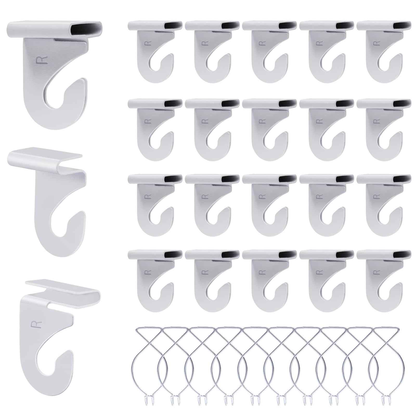 OALEN 60 Drop Ceiling Hooks for Classrooms & Offices, White Heavy Duty Ceiling Hooks for Hanging Plants & Decorations, Metal T-Bar Hooks for Suspended Drop Ceiling Tiles