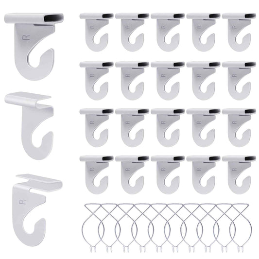 OALEN 60 Drop Ceiling Hooks for Classrooms & Offices, White Heavy Duty Ceiling Hooks for Hanging Plants & Decorations, Metal T-Bar Hooks for Suspended Drop Ceiling Tiles