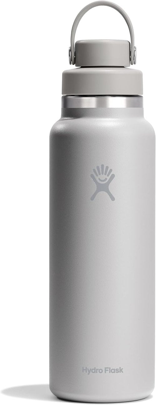 Hydro Flask Water Bottle - Insulated Stainless Steel - 40 Oz Wide Mouth Chug Lid, Leakproof Gray