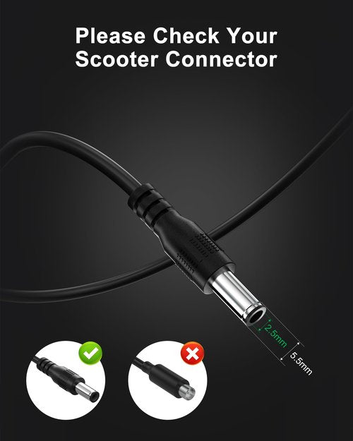 VHBW Replacement for 5th Wheel Electric Scooter Charger, 42V 2A Electric Scooter Charger Compatible with 5th Wheel V30PRO, M1, ES09, 5LCHM11U, DC Barrel Power Adapter with LED Indicator